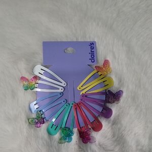 🦋🌈 Claire's Colorful Butterfly Hair Clips Set